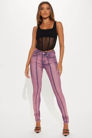 Pink Fashion Nova On Course Stretch Skinny Women Jeans USA | 123758HSR