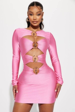 Pink Fashion Nova Say Nothing Mini Women Dress USA | 738269TJG