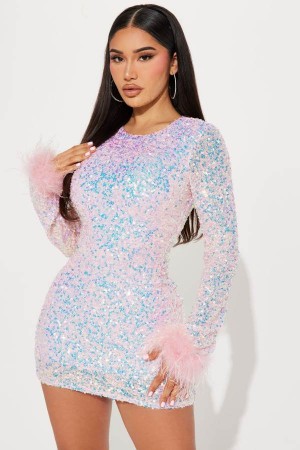 Pink Fashion Nova Sheri Sequin Mini Women Dress USA | 579183ZDG