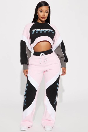 Pink Fashion Nova Sport Mode Wide Leg Women Pants USA | 376852MGY