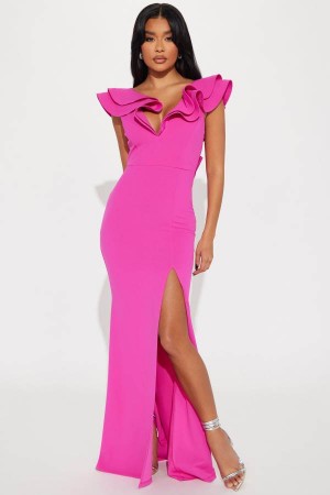 Pink Fashion Nova Take A Bow Maxi Women Dress USA | 690358OGK