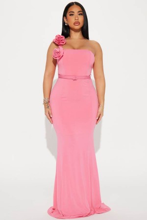 Pink Fashion Nova Vanessa Maxi Women Dress USA | 237658YIV