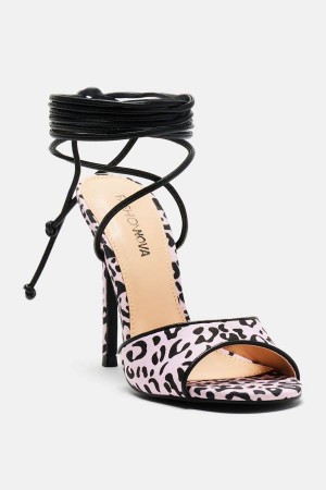 Pink Fashion Nova Wild Ones Wrap Up Heeled Women Sandals USA | 280964YJK