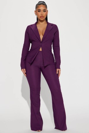 Purple Fashion Nova Krista Blazer Pant Set Women Pants USA | 602513XIN