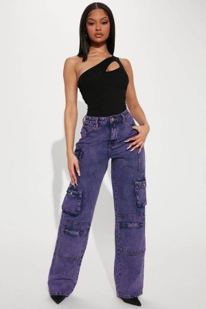 Purple Fashion Nova Mad For You Cargo Women Jeans USA | 421805WDU