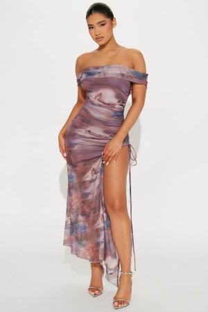 Purple Fashion Nova Starry Eyes Mesh Maxi Women Dress USA | 704582GHP