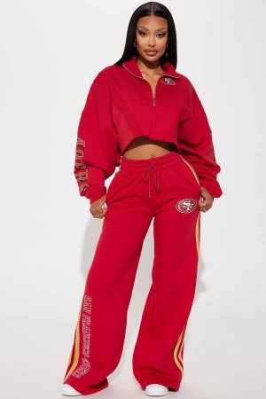 Red Fashion Nova 49ers Second Half Come-Back Wide Leg Women Pants USA | 415087WIY