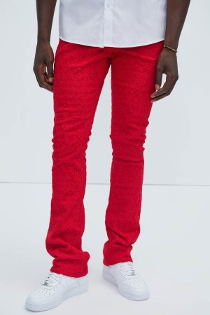 Red Fashion Nova No Trace Just Lace Stacked Skinny Flare Men Pants USA | 692450PUH