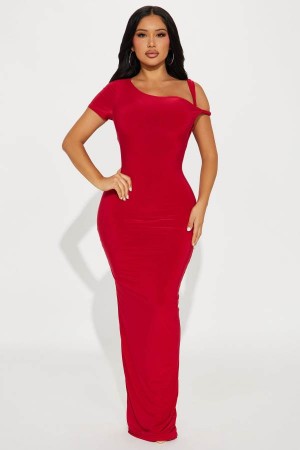 Red Fashion Nova Olympia Twist one shoulder Maxi Women Dress USA | 572389YUS