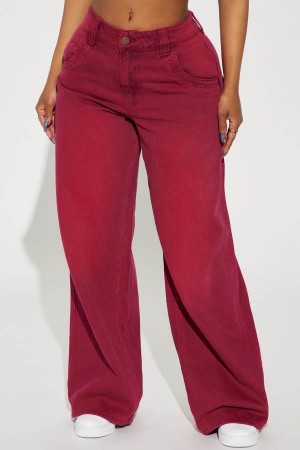 Red Fashion Nova Song And Dance Loose Fit Women Jeans USA | 927613UGR