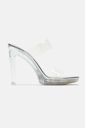 Silver Fashion Nova Level You Up Heeled Women Sandals USA | 958213BTF