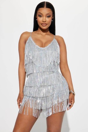 Silver Fashion Nova The After Party Sequin Mini Women Dress USA | 462098ONC