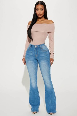 Wash Fashion Nova Amarillo Mid Rise Bootcut Women Jeans USA | 921348FHA