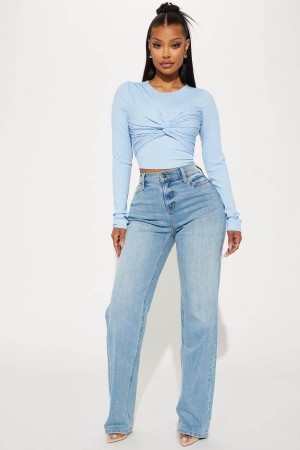 Wash Fashion Nova Be Authentic Slouchy Stretch Straight Leg Women Jeans USA | 870964FJH