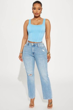 Wash Fashion Nova Before You Know It Stretch Straight Leg Women Jeans USA | 542739SWK