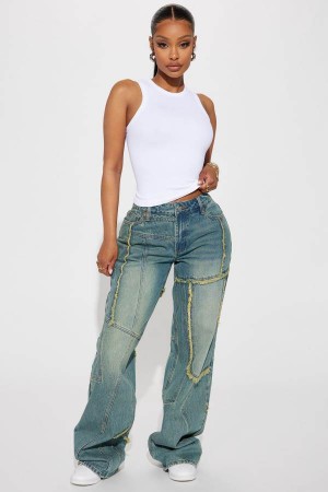 Wash Fashion Nova Belmont Baggy Tinted Women Jeans USA | 804273GYU