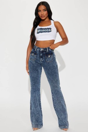 Wash Fashion Nova Big Possibilities Stretch Acid Wash Flare Women Jeans USA | 740965MJH