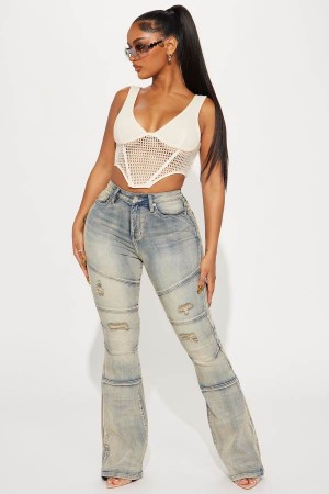 Wash Fashion Nova Block List Stretch Bootcut Women Jeans USA | 067328BFE