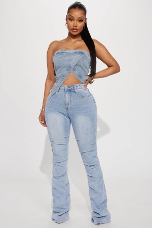 Wash Fashion Nova Calling For You Stacked Bootcut Women Jeans USA | 701235IAD