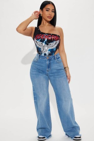 Wash Fashion Nova Can't Be Bothered Soft Stretch Wide Leg Women Jeans USA | 264509WFV