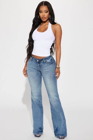 Wash Fashion Nova Can't Compete Low Rise Stretch Bootcut Women Jeans USA | 564728VZJ