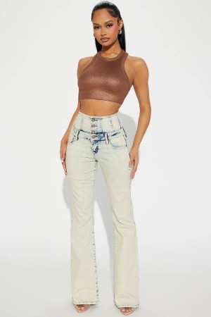 Wash Fashion Nova Chiara Corset Stretch Flare Women Jeans USA | 852061ORN