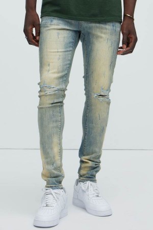 Wash Fashion Nova Come Back Ripped Skinny Men Jeans USA | 317405ZIF