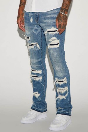 Wash Fashion Nova Cuff Me Stacked Skinny Flared Men Jeans USA | 318469VZW