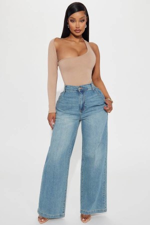 Wash Fashion Nova Dylan Drop Waist Baggy Women Jeans USA | 642389WSY