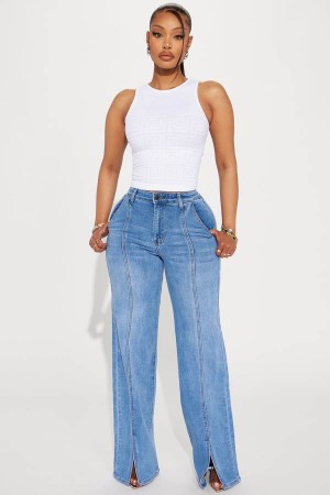 Wash Fashion Nova Elodie Split Hem Stretch Trouser Women Jeans USA | 986125QVN