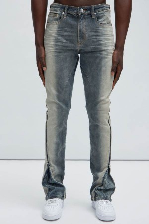 Wash Fashion Nova Ethan Stacked Skinny Flare Men Jeans USA | 529310ZDP