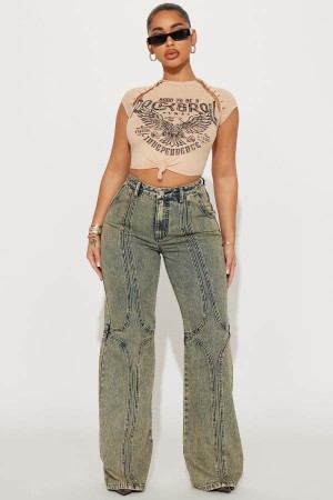 Wash Fashion Nova Exclusivity Tinted Baggy Women Jeans USA | 046285TWU