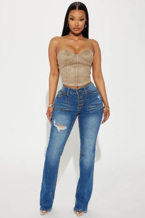 Wash Fashion Nova Getting Served Stretch Bootcut Women Jeans USA | 658902LYG