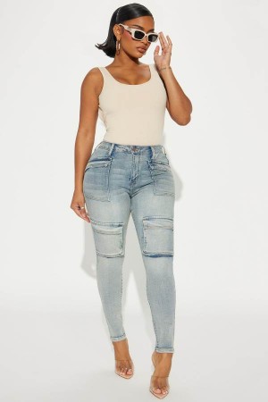 Wash Fashion Nova If You Know Cargo Skinny Women Jeans USA | 476519ZIT