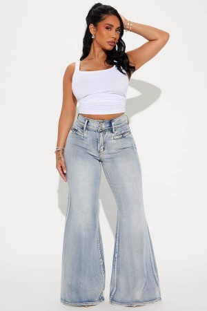 Wash Fashion Nova It's A Thing Stretch Flare Women Jeans USA | 430675OQU