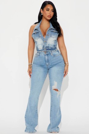 Wash Fashion Nova It's Apparent Stretch Flare Women Jeans USA | 713206KHA