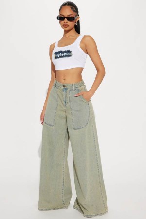 Wash Fashion Nova Keeping It Fresh Wide Leg Palazzo Women Jeans USA | 512689IXY