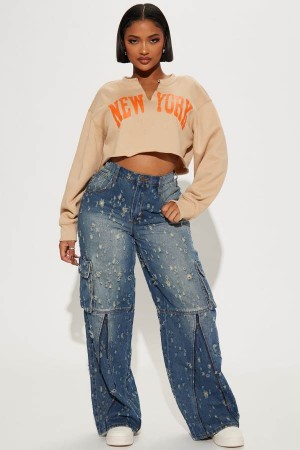 Wash Fashion Nova Leave A Message Easy Waist Cargo Women Jeans USA | 370621SAR