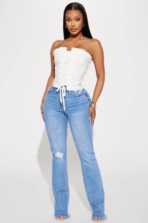 Wash Fashion Nova Live And Learn Stretch Bootcut Women Jeans USA | 693702OFJ