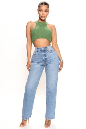 Wash Fashion Nova Long Lost 90's High Rise Straight Leg Women Jeans USA | 306284VNT