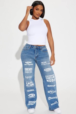 Wash Fashion Nova Lost Connection Baggy Women Jeans USA | 678940SNQ