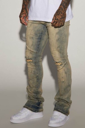 Wash Fashion Nova Lowkey Panel Stacked Skinny Flare Men Jeans USA | 759240QLD