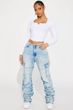 Wash Fashion Nova Nobody Else Stretch Stacked Cargo Women Jeans USA | 278064NZC