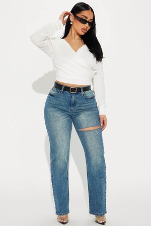 Wash Fashion Nova Off The Handle Straight Leg Women Jeans USA | 360214ZLY