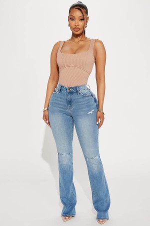 Wash Fashion Nova Pleasure Seeker Soft Stretch Flare Women Jeans USA | 431295EGR