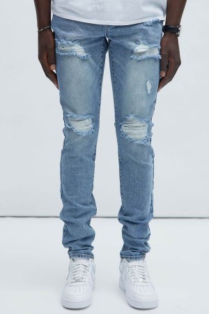 Wash Fashion Nova Ride Along Stacked Skinny Men Jeans USA | 840397ZJK