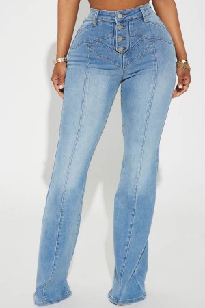 Wash Fashion Nova Saddle Up Flare Women Jeans USA | 208516PFO