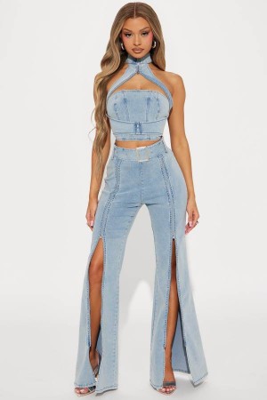 Wash Fashion Nova Show Me The Way Denim Pant Set Women Pants USA | 137592EVF