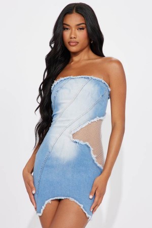 Wash Fashion Nova Shred It and Forget It Denim Mini Women Dress USA | 406231HNI