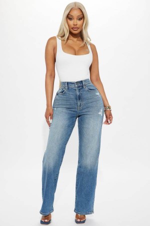 Wash Fashion Nova Sweet Talker Straight Leg Women Jeans USA | 941358MGS